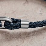 Buddha Stones Titanium Steel Shackle Leather Double Wrap Stimulation Bracelet