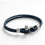 Buddha Stones Titanium Steel Shackle Leather Double Wrap Stimulation Bracelet