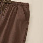 Buddha Stones Summer Casual Drawstring Solid Capri Pants Men's Straight Leg Pants With Pockets