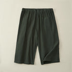 Buddha Stones Summer Casual Drawstring Solid Capri Pants Men's Straight Leg Pants With Pockets