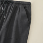 Buddha Stones Summer Casual Drawstring Solid Capri Pants Men's Straight Leg Pants With Pockets