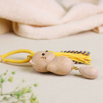 Buddha Stones Beech Wood Lucky Cat Handmade Tassel Keychains