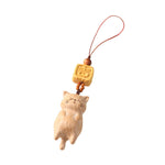 FREE Today: Calm Energy Beech Wood Hand Carved Lucky Cat Phone Hanging Decoration
