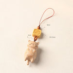 FREE Today: Calm Energy Beech Wood Hand Carved Lucky Cat Phone Hanging Decoration