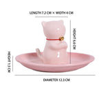 Buddha Stones Ceramic Kawaii Cat Incense Burner with Ash Catching Tray Without Incense
