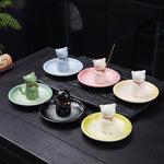 Buddha Stones Ceramic Kawaii Cat Incense Burner with Ash Catching Tray Without Incense