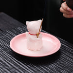 Buddha Stones Ceramic Kawaii Cat Incense Burner with Ash Catching Tray Without Incense