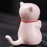 Buddha Stones Ceramic Kawaii Cat Incense Burner with Ash Catching Tray Without Incense