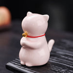Buddha Stones Ceramic Kawaii Cat Incense Burner with Ash Catching Tray Without Incense