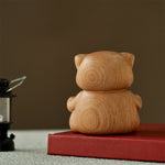 Buddha Stones Wood Meditating Cat Enlightenment Hand Carved Cute Animal Decor