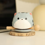 Buddha Stones Basswood Cat Strength Hand-Carved Cute Animal Decor