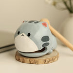Buddha Stones Basswood Cat Strength Hand-Carved Cute Animal Decor