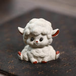 Buddha Stones Purple Clay Chinese Zodiac Cute Sheep Luck Tea Pet Decor