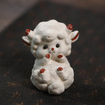 Buddha Stones Purple Clay Chinese Zodiac Cute Sheep Luck Tea Pet Decor