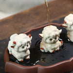 Buddha Stones Purple Clay Chinese Zodiac Cute Sheep Luck Tea Pet Decor