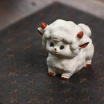 Buddha Stones Purple Clay Chinese Zodiac Cute Sheep Luck Tea Pet Decor