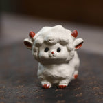 Buddha Stones Purple Clay Chinese Zodiac Cute Sheep Luck Tea Pet Decor