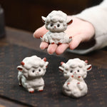 Buddha Stones Purple Clay Chinese Zodiac Cute Sheep Luck Tea Pet Decor