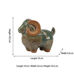 Buddha Stones Kiln-Change Glaze Ceramic Chinese Zodiac Ram Prosperity Cute Animal Decor