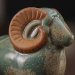 Buddha Stones Kiln-Change Glaze Ceramic Chinese Zodiac Ram Prosperity Cute Animal Decor