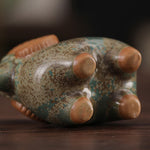 Buddha Stones Kiln-Change Glaze Ceramic Chinese Zodiac Ram Prosperity Cute Animal Decor