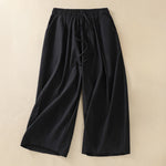 Buddha Stones Summer Casual Minimalist Drawstring Solid Women's Cropped Pants With Pockets