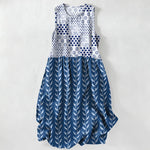 Buddha Stones Summer Casual Geometric Vine Pattern Women's Summer Sleeveless Midi Dress With Pockets