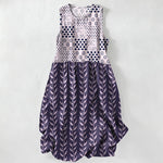 Buddha Stones Summer Casual Geometric Vine Pattern Women's Summer Sleeveless Midi Dress With Pockets
