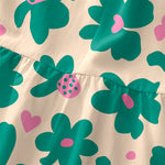 Buddha Stones Summer Casual Green Floral Hearts Pattern Women's Summer Sleeveless Midi Dress With Pockets