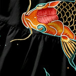 Buddha Stones Summer Casual Koi Fish Floral Wave Pattern Women's Summer Sleeveless Midi Dress With Pockets