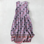 Buddha Stones Summer Casual Boho Floral Geometric Pattern Women's Summer Sleeveless Midi Dress With Pockets