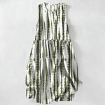 Buddha Stones Summer Casual Vertical Brush Stripe Pattern Women's Summer Sleeveless Midi Dress With Pockets