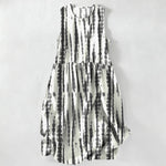 Buddha Stones Summer Casual Vertical Brush Stripe Pattern Women's Summer Sleeveless Midi Dress With Pockets