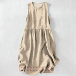 Buddha Stones Summer Casual Ditsy Floral Polka Dot Pattern Women's Summer Sleeveless Midi Dress With Pockets