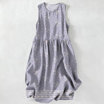 Buddha Stones Summer Casual Ditsy Floral Polka Dot Pattern Women's Summer Sleeveless Midi Dress With Pockets