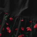 Buddha Stones Summer Casual Red Floral Vine Pattern Women's Summer Sleeveless Midi Dress With Pockets