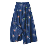 Buddha Stones Cotton Linen Colorful Dandelion Floral Pattern Women's Elastic Waist Wide Leg Pants With Pockets