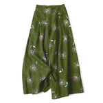 Buddha Stones Cotton Linen Colorful Dandelion Floral Pattern Women's Elastic Waist Wide Leg Pants With Pockets