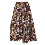 Buddha Stones Cotton Linen Bohemian Paisley Pattern Women's Elastic Waist Wide Leg Pants With Pockets
