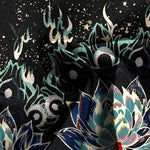 Buddha Stones Cotton Linen Lotus Bloom Pattern Women's Elastic Waist Wide Leg Pants With Pockets