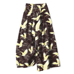 Buddha Stones Cotton Linen Gold Crane Pattern Women's Elastic Waist Wide Leg Pants With Pockets