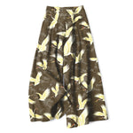 Buddha Stones Cotton Linen Gold Crane Pattern Women's Elastic Waist Wide Leg Pants With Pockets