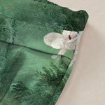 Buddha Stones Cotton Linen Crane White Floral Pattern Women's Elastic Waist Wide Leg Pants With Pockets
