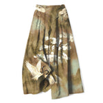 Buddha Stones Cotton Linen Crane White Floral Pattern Women's Elastic Waist Wide Leg Pants With Pockets