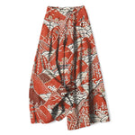 Buddha Stones Cotton Linen Japanese Wave Pattern Women's Elastic Waist Wide Leg Pants With Pockets