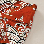 Buddha Stones Cotton Linen Japanese Wave Pattern Women's Elastic Waist Wide Leg Pants With Pockets