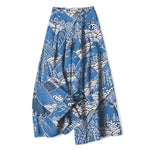 Buddha Stones Cotton Linen Japanese Wave Pattern Women's Elastic Waist Wide Leg Pants With Pockets