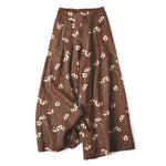 Buddha Stones Cotton Linen Floral Bouquet Pattern Women's Elastic Waist Wide Leg Pants With Pockets