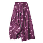 Buddha Stones Cotton Linen Floral Bouquet Pattern Women's Elastic Waist Wide Leg Pants With Pockets