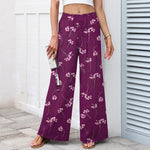 Buddha Stones Cotton Linen Floral Bouquet Pattern Women's Elastic Waist Wide Leg Pants With Pockets